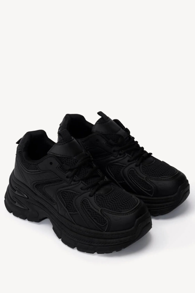 Sneakers Chunky Mesh με Διχτυωτές Λεπτομέρειες - Μαύρο - Image 3