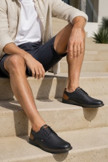 Ανδρικά Επίσημα και Casual Παπούτσια με Κορδόνια με καφέ λεπτομέρειες - Μαύρο