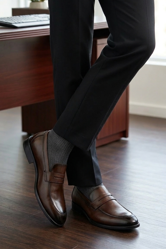 Κλασικό Loafer με Δερμάτινος πάτος – Καφέ