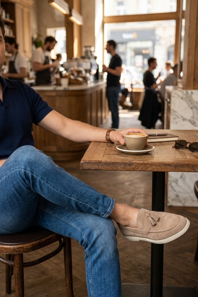 Ανδρικά Suede Loafers με Ανατομικό πάτο – Μπεζ