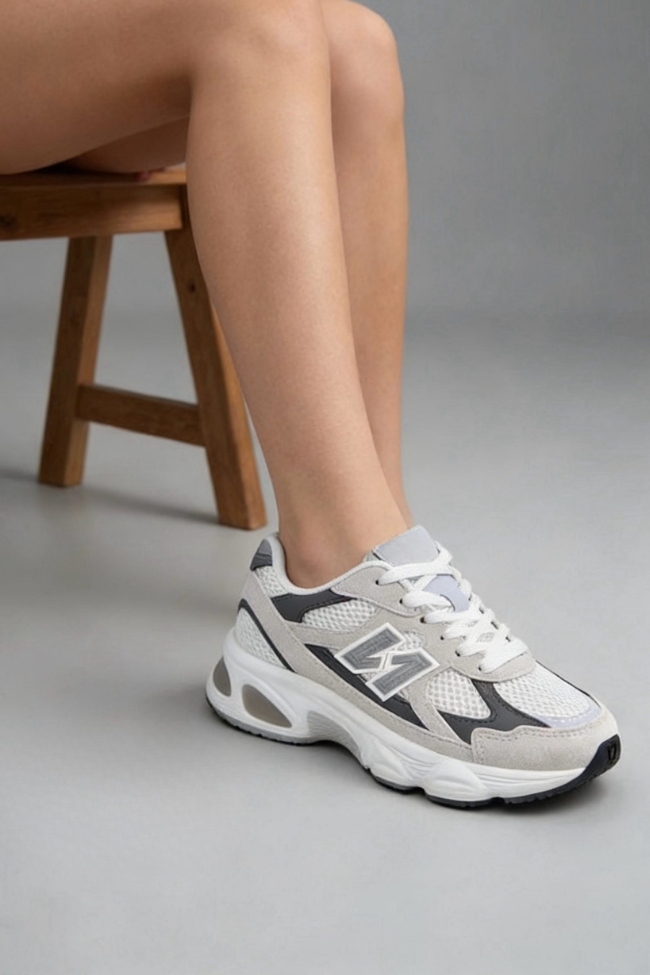 Sneakers με Μαλακός εσωτερικός πάτος – Λευκό/Γκρίζο - Image 2