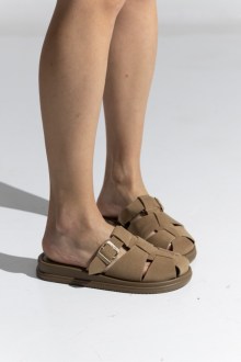 Γυναικεία Sandals Suede – Σκούρο Μπεζ