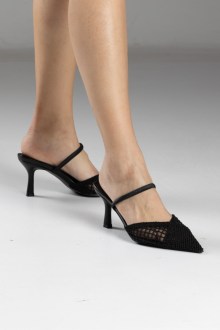 Slingback Γόβες με Πλεκτό Σχέδιο – Μαύρο