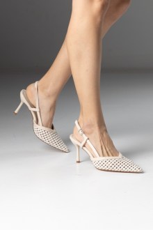 Slingback Γόβες με Πλεκτό Σχέδιο και Λουράκι – Μπεζ