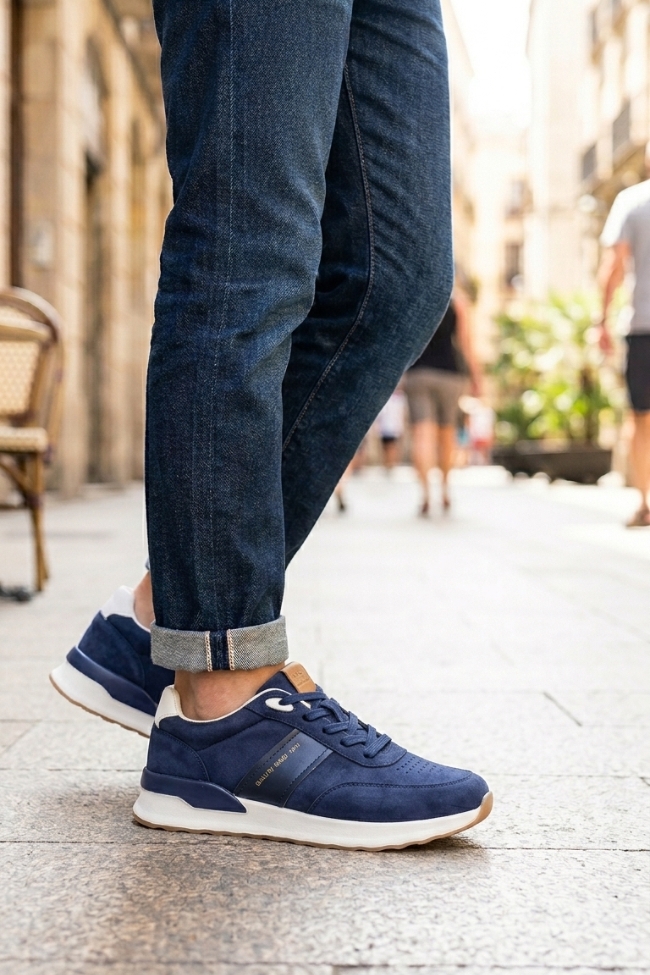 Ανδρικά casual sneakers με κορδόνια – Μπλέ