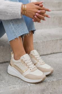 Sneakers με συνδυασμό υφασμάτων - Μπεζ