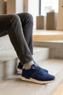 Ανδρικά casual sneakers με κορδόνια – Μπλέ