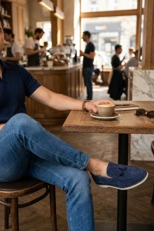 Ανδρικά Suede Loafers με Ανατομικό πάτο - Μπλέ