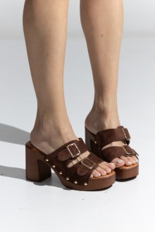 Γυναικεία Clogs Suede - Καφέ