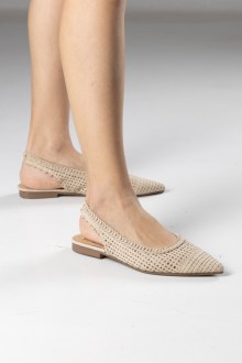 Γοβάκια ψάθινα με δέσιμο - Μπεζ