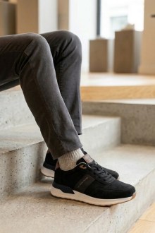 Ανδρικά casual sneakers με κορδόνια - Μαύρο