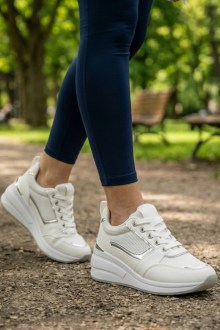 Γυναικεία Sneakers Δερματίνη – Λευκό