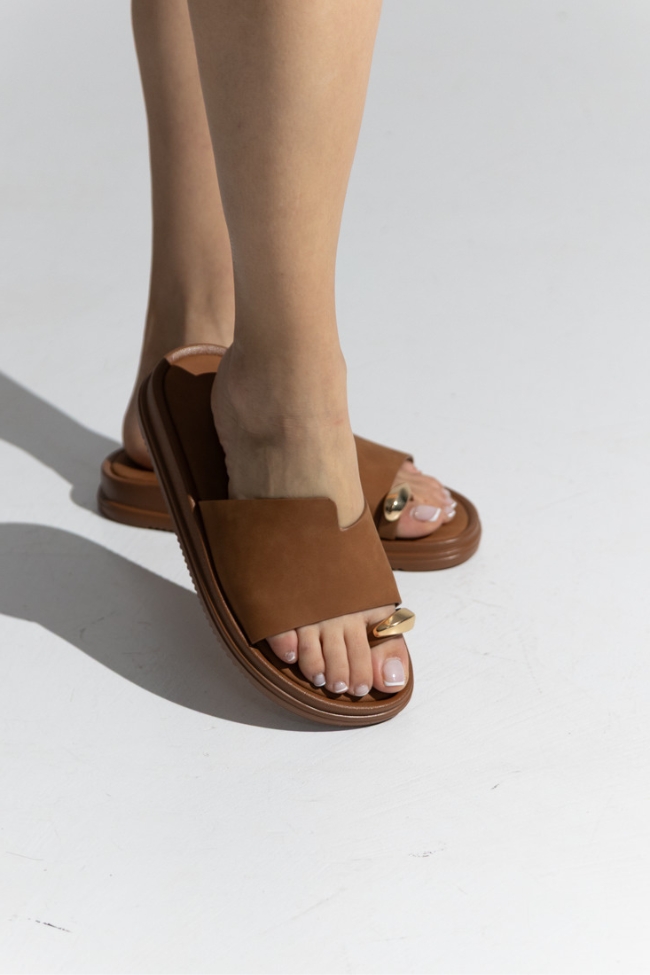 Γυναικεία Sandals με μαλακό πάτο - Κάμελ