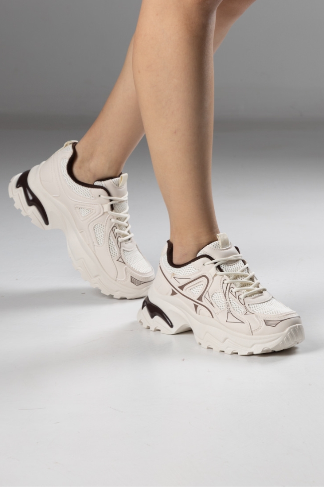 Sneakers με Δίχτυ και Chunky Σόλα – Μπεζ - Image 5