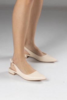 Openheel μυτερές γόβες με χαμηλό τακούνι – Μπεζ