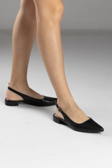 Openheel μυτερές γόβες με χαμηλό τακούνι - Μαύρο