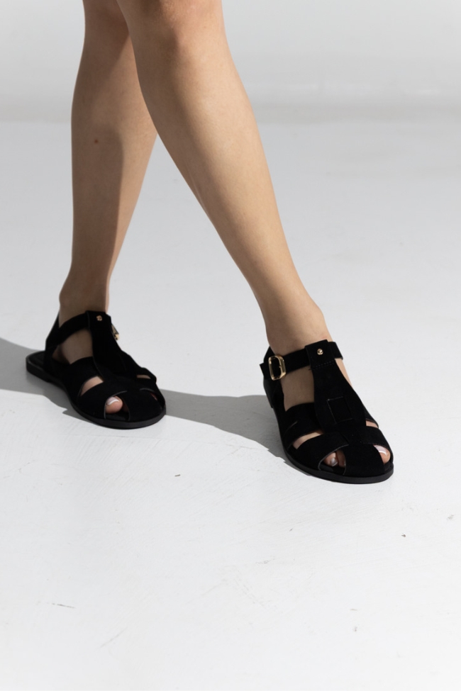 Γυναικεία Sandals Suede - Μαύρο - Image 4