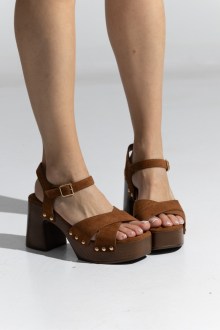 Γυναικεία Πέδιλα Suede - Κάμελ