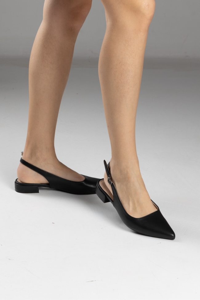 Openheel μυτερές γόβες με χαμηλό τακούνι - Μαύρο - Image 3