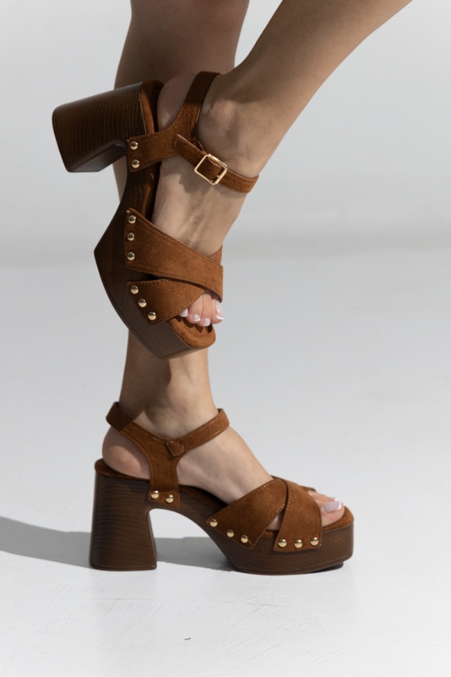 Γυναικεία Πέδιλα Suede - Κάμελ - Image 3