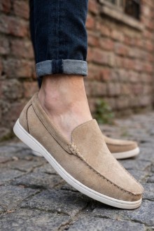 Ανδρικό Μοκασίνι από Σουέτ - Μπεζ
