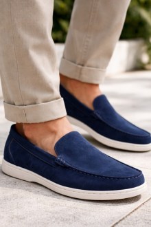 Ανδρικό Μοκασίνι από Σουέτ - Μπλέ