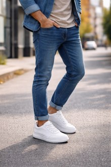 Ανδρικά sneakers με κορδόνια - Λευκό