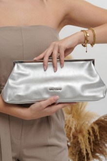 Τσάντα Clutch με Αλυσίδα – Ασημί