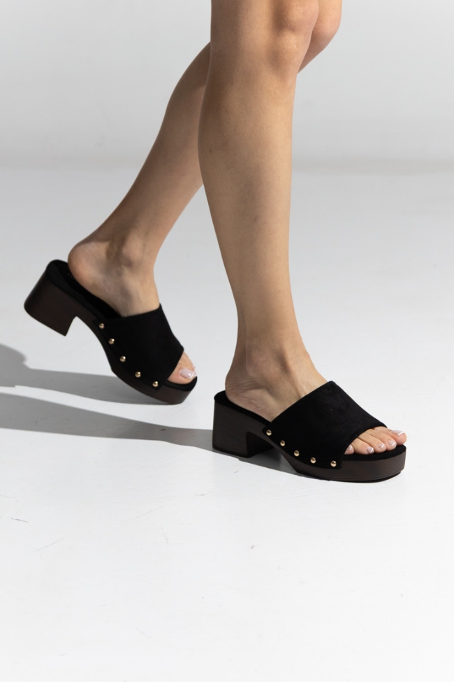 Γυναικεία Clogs Suede – Μαύρο - Image 2