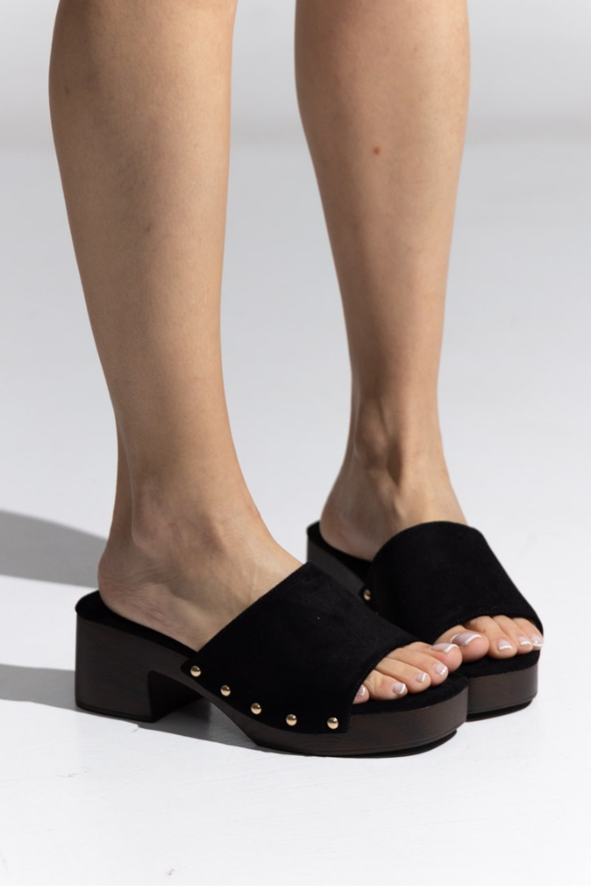 Γυναικεία Clogs Suede – Μαύρο