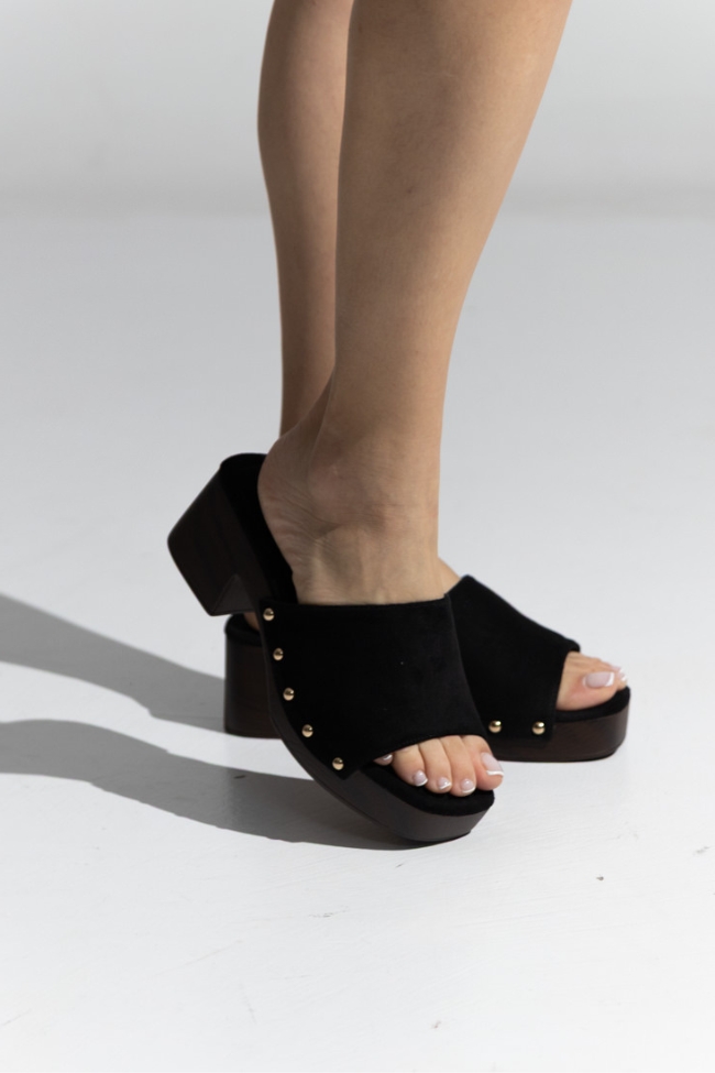 Γυναικεία Clogs Suede – Μαύρο - Image 3