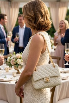 Κλασική τσάντα ώμου με αλυσίδα – Μπεζ