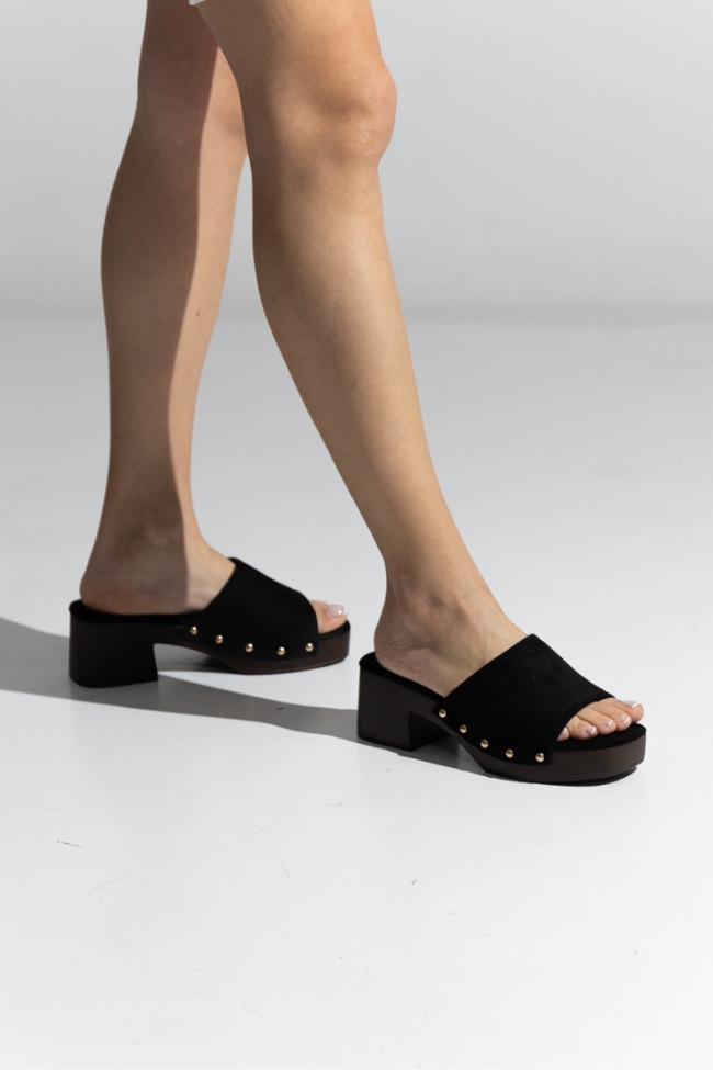 Γυναικεία Clogs Suede – Μαύρο - Image 4