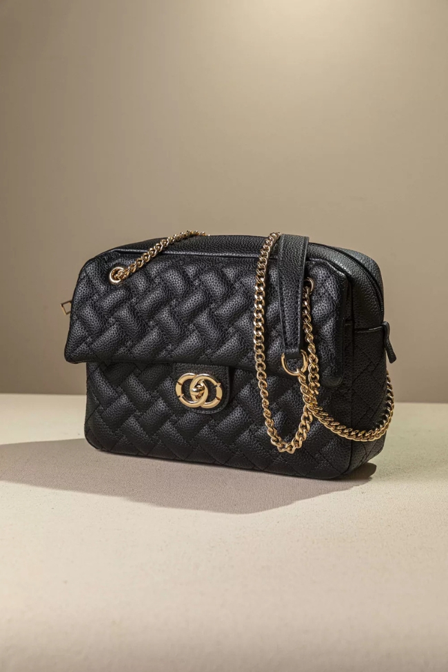 Κλασική τσάντα ώμου με αλυσίδα - Μαύρο - Image 2