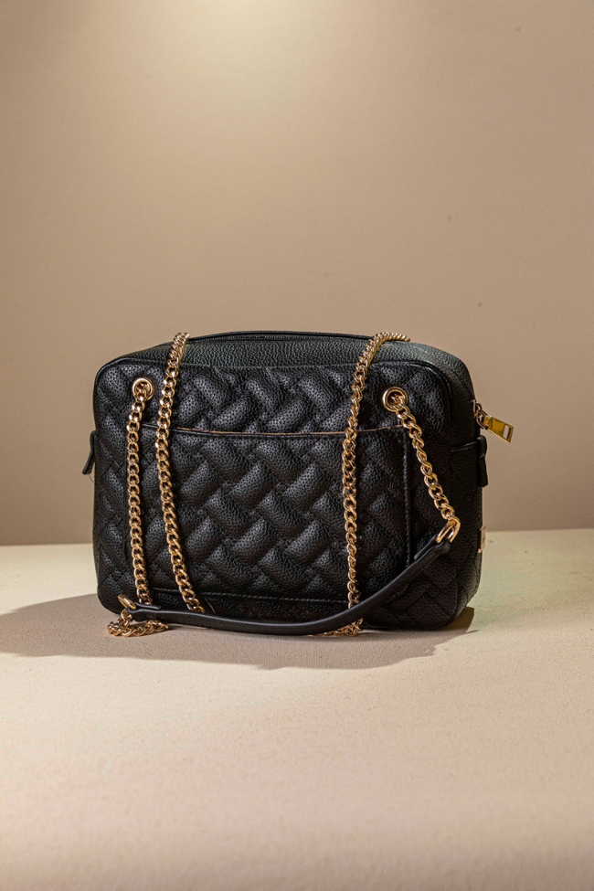 Κλασική τσάντα ώμου με αλυσίδα - Μαύρο - Image 3