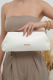 Τσάντα Clutch με Αλυσίδα – Λευκό