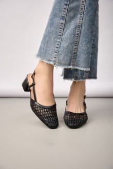 Γόβες Slingback με Πλεκτό – Μαύρο