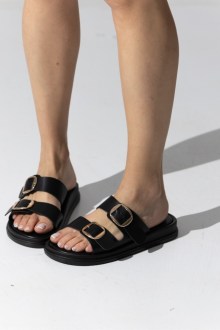 Σανδάλια Flatform με μαλακό πάτο - Μαύρο