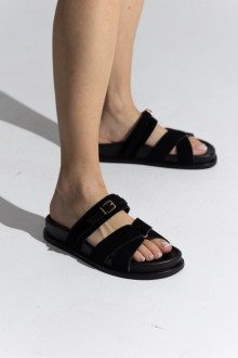 Γυναικεία Sandals Suede - Μαύρο