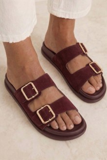 Παντόφλες Flatform με μαλακό πάτο - Μπορντό