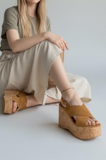 Πλατφόρμες με Σόλα Φελλό & Χιαστί Λουράκια - Κάμελ