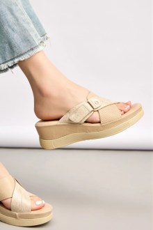 Ανατομικές Παντόφλες Flatform με μαλακό πάτο – Μπεζ