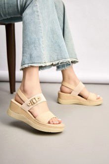 Ανατομικά Σανδάλια Flatform με μαλακό και με λάστιχο – Μπεζ
