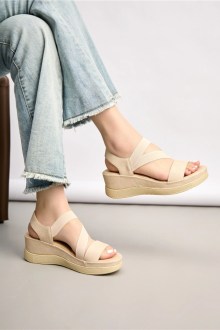 Σανδάλια Flatform με μαλακό ανατομικο πάτο και ελαστικά λουράκια – Μπεζ