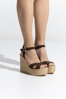 Ψηλές Δερμάτινες (LEATHER) Ελληνικής Κατασκευής Πλατφόρμες – Καφέ