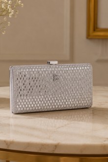 Βραδινό Clutch Τσαντάκι με Κρύσταλλα – Ασημί