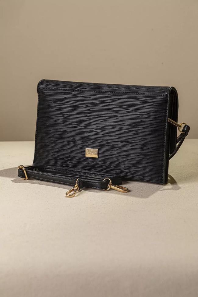 Διθέσιος Φάκελος Γυναικείος Wave Print Fragola – Elegant Clutch - Μαύρο - Image 2