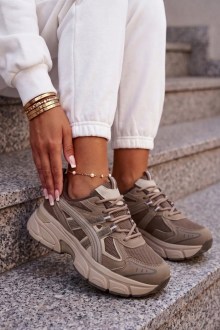 Γυναικεία Chunky Sneakers Καφέ με Memory Foam και Ανατομικό Πάτο