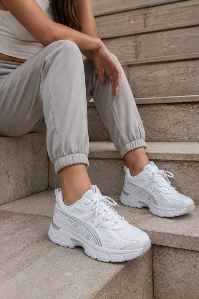 Γυναικεία Chunky Sneakers Λευκά με Memory Foam και Ανατομικό Πάτο