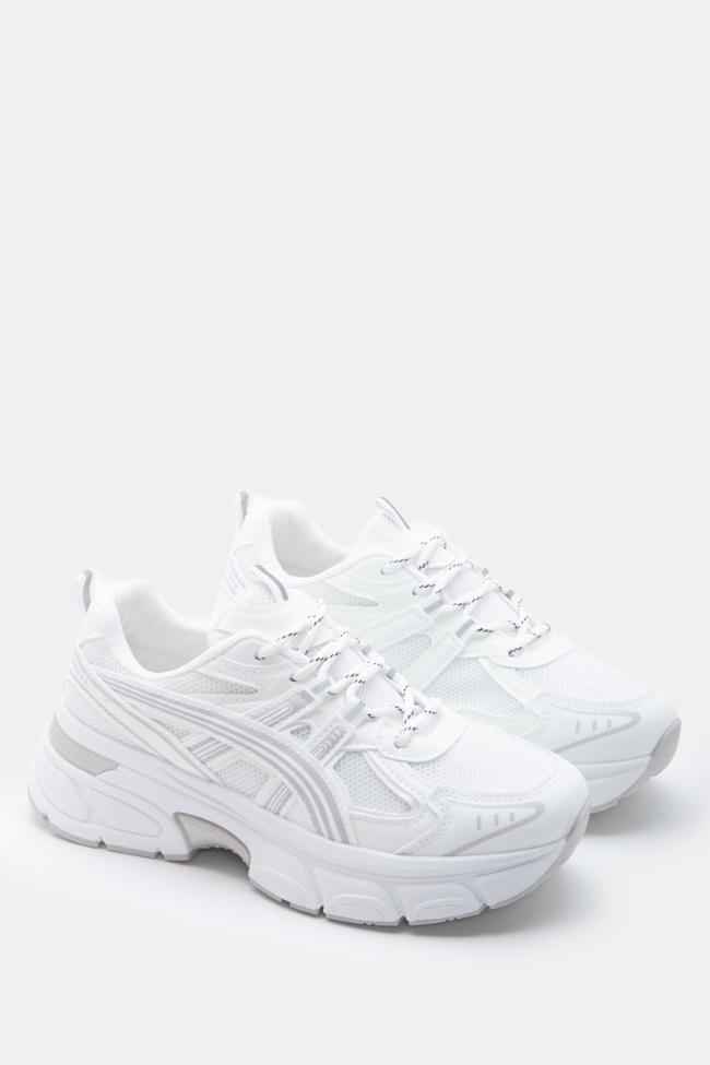 Γυναικεία Chunky Sneakers Λευκά με Memory Foam και Ανατομικό Πάτο - Image 3